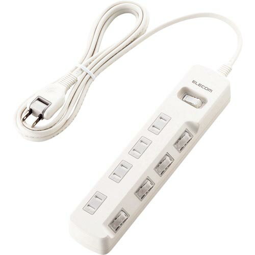 ELECOM ( エレコム ) オフィス用タップ 一括&個別スイッチ付 雷ガードタップ 4個口 2.5m 白 ( T-K8A-2425WH )