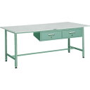 TRUSCO 軽荷重作業台(300kg)AE型 1800X900XH740 2列引出付 グリーン色 ( AE-1809FL2 ) トラスコ中山(株)