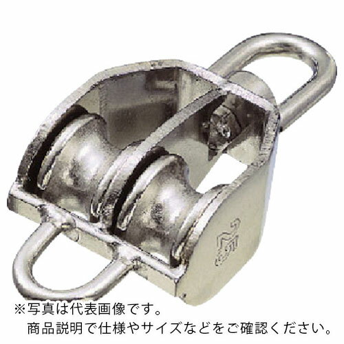 水本 シンブル ステンレス 豆ブロック 2車 ベケ付 参考使用荷重160kg ( MBK-38W ) (株)水本機械製作所 【メーカー取寄】