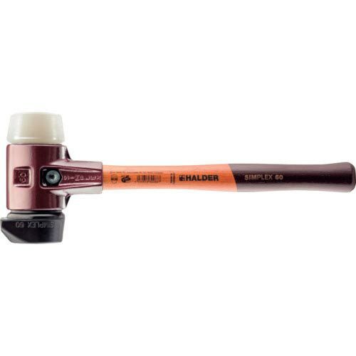 HALDER ( ロームヘルド・ハルダー ) SIMPLEX プラスチックハンマー 鋳鉄ハウジング、木製ハンドル 径(60)mm (自立タイプ)ゴム複合材(黒)・ナイロン(白) ( 3028.260 )