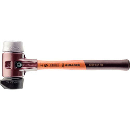 HALDER ( ロームヘルド・ハルダー ) SIMPLEX プラスチックハンマー 鋳鉄ハウジング、木製ハンドル 径(60)mm (自立タイプ)ゴム複合材(黒)・ソフトメタル(シルバー) ( 3029.260 )
