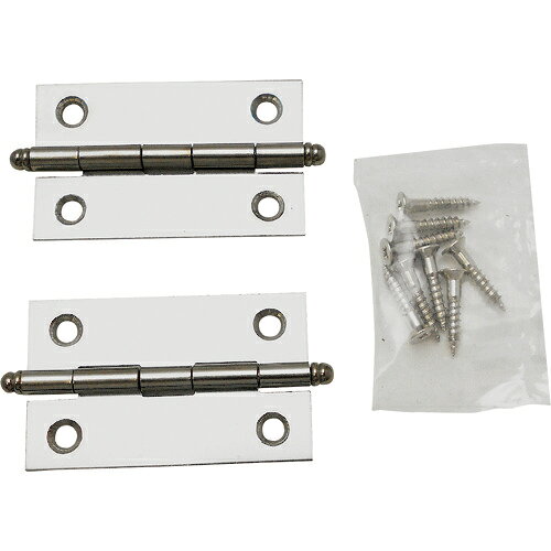 特長：耐久性、耐候性、装飾性に優れています。装飾性があります。用途：木製の扉（開き戸）や家具に。キッチンの扉にも使用できます。仕様：全長(mm)：51幅(mm)：30.5厚さ(mm)：0.9D2(mm)：4.4ねじ穴数：42枚入り付属品：木ねじ(サイズ：2.7×16mm本数：8本 仕上げ：ニッケルメッキ)材質／仕上：本体：鉄　●代表画像について 商品によっては、代表画像を使用している場合がございます。 商品のカラー、サイズなどが異なる商品をイメージ画像として 使用させて頂いている場合がございます。 必ず、商品の品番と仕様をご確認のうえ、ご注文お願いいたいます。 　●代金引換でのお支払いについて 発送する商品の総重量が20kgを超えてしまったり、 商品の大きさが当店から発送できる規定サイズを超えてしまう場合 メーカー直送での対応となりますので、 代金引換がご利用頂けない場合がございます。 該当する場合、当店から別途メールにてご連絡させて頂いております。 　●北海道・沖縄・離島・一部地域の送料について 別途追加で送料がかかる場合がございます。 送料がかかる場合は、メールにて送料をご連絡させて頂き、 お客様にご了承頂いてからの手配となります。 　●お買上げ明細書の廃止について 当店では、個人情報保護と環境保護の観点から同封を廃止しております。 お買上げ明細書が必要な場合は、備考欄に「お買上げ明細必要」と 記載お願いいたします。 当店からの出荷の場合は、同封にて発送させて頂きます。 （※メーカー直送の場合は、PDFデータをメールさせて頂きます。）