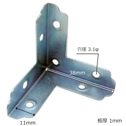 WAKI ユニクロ三方面隅金 ショウ 38MM ( BY-012 ) 和気産業(株)