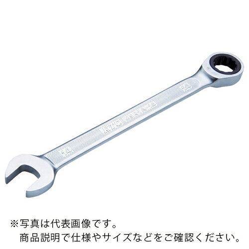 特長：送り角度5°（9mm以下と21mm以上を除く）で、狭い場所でのスムーズな連続作業ができます。矢印表示により、作業方向が一目でわかります。ラチェットめがね部は本締めが可能です。仕様：対辺寸法(mm)：10厚さ(mm)スパナ：4.8厚さ(mm)めがね：7.3全長(mm)：159対辺(mm)：10材質／仕上：特殊工具鋼表面処理：クロムメッキ　●代表画像について 商品によっては、代表画像を使用している場合がございます。 商品のカラー、サイズなどが異なる商品をイメージ画像として 使用させて頂いている場合がございます。 必ず、商品の品番と仕様をご確認のうえ、ご注文お願いいたいます。 　●お買上げ明細書の廃止について 当店では、個人情報保護と環境保護の観点から同封を廃止しております。 お買上げ明細書が必要な場合は、備考欄に「お買上げ明細必要」と 記載お願いいたします。 当店からの出荷の場合は、同封にて発送させて頂きます。 （※メーカー直送の場合は、PDFデータをメールさせて頂きます。） 　注意事項 ※商品名に【2個セット】等、数量の明記がない場合は1個での販売となります。