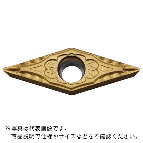 特長：安定性の高い特殊強靭母材と耐摩耗性に優れた強靭コーティングで、鋼の汎用〜強断続加工に対応可能です。用途：旋削加工用。被削材：鋼。仕様：被膜構成：微細柱状TiCN+Al2O3+TiN呈色：金色VFブレーカ：仕上げM級材質／仕上：CVDコーティング