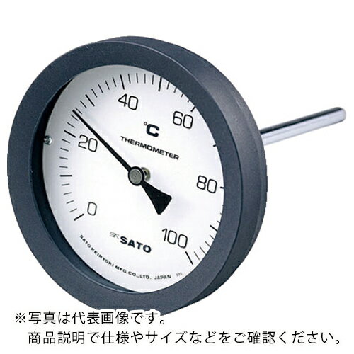 佐藤 ( 佐藤計量器製作所 ) バイメタル式温度計 BM−T−100P 0〜50℃ 100L （2080−04 ( BM-T-100P-2 )
