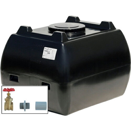 SUIKO ( スイコー ) ホームローリータンク500 黒 ドレンバルブセット(40A)付 ( HLT-500(BK)+VALVE-SET40A ) 【メーカー取寄】