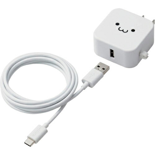 ELECOM ( エレコム ) AC充電器 2.4A出力 USB-C ケーブル同梱 1.5m USB-Aメス1ポート ホワイトフェイス ( MPA-ACC23WF ) 【メーカー取寄】