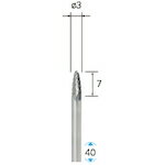 ナカニシ クロスチップブレーカ超硬カッター 砲弾型 φ3×7×軸φ3 ( 25145 ) (株)ナカニシ 【メーカー取寄】