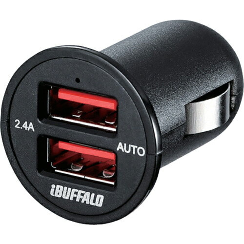 BUFFALO ( バッファロー ) 2.4A シガーソケット用USB急速充電器 AutoPowerSelect機能搭載 2ポートタイプ ブラック ( BSMPS2401P2BK )