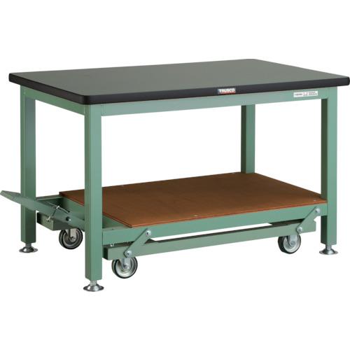 TRUSCO 重荷重作業台移動式(3000kg)TWC型 1200X750XH740 基本タイプ グリーン色 ( RTWC-1200 (リノリュームバリテンバン) ) トラスコ中山(株)