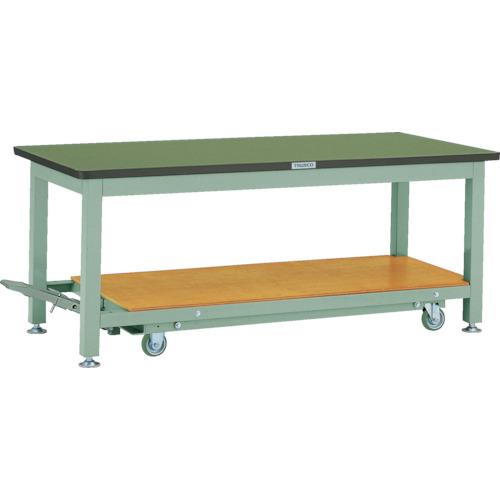 TRUSCO ( トラスコ中山 ) 重荷重作業台移動式(3000kg)TWC型 1800X750XH740 基本タイプ グリーン色 ( RTWC-1800 (リノリュームバリテンバン) )