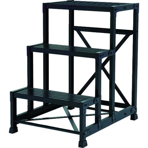 TRUSCO ( トラスコ中山 ) 作業用踏台 アルミ製・高強度タイプ 3段 ブラック ( TSF-369-BK )