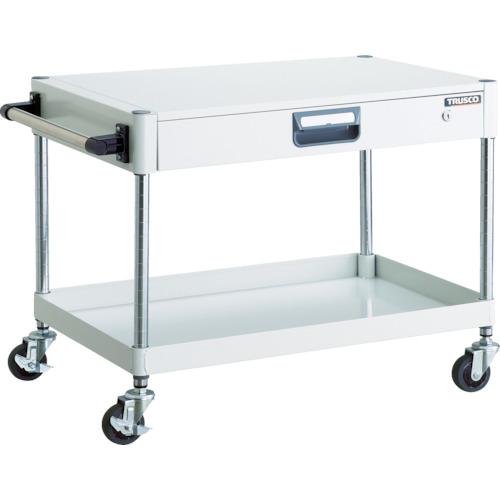 TRUSCO ( トラスコ中山 ) ツールワゴン フェニックスワゴン 省音 750X500 薄型1段引出付 ホワイト ( PEW-671Z-W )