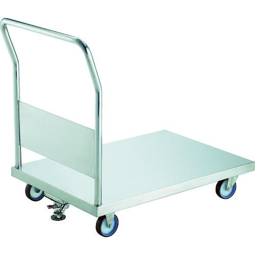 特長：荷台にしっかりと補強の入った、板厚1.5tの頑強な溶接式のSUS304製台車です。キャスターもSUS金具ですので、食品工場やクリーンルームで使用できます。用途：食品工場、研究所など。仕様：均等荷重(kg)：200長さ(mm)：900幅(mm)：600高さ(mm)：164ハンドル高さ(mm)：830キャスター径(mm)：100取替キャスター(自在)：SUS-E-100URS取替キャスター(固定)：SUS-ER-100URS完成品自在キャスター、固定キャスター各2個固定ハンドルタイプ材質／仕上：ステンレス（SUS304）車輪:ナイロンウレタン　●代表画像について 商品によっては、代表画像を使用している場合がございます。 商品のカラー、サイズなどが異なる商品をイメージ画像として 使用させて頂いている場合がございます。 必ず、商品の品番と仕様をご確認のうえ、ご注文お願いいたいます。 　●お買上げ明細書の廃止について 当店では、個人情報保護と環境保護の観点から同封を廃止しております。 お買上げ明細書が必要な場合は、備考欄に「お買上げ明細必要」と 記載お願いいたします。 当店からの出荷の場合は、同封にて発送させて頂きます。 （※メーカー直送の場合は、PDFデータをメールさせて頂きます。） 　注意事項 ※商品名に【2個セット】等、数量の明記がない場合は1個での販売となります。