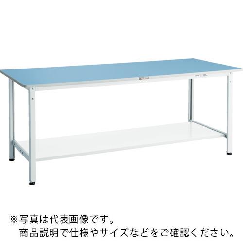 特長：分割できる下棚2枚付で広い保管スペースを確保できます。青色の天板には鎮静作用と視認性が高まる効果があります。リノリューム張天板を使用し、目に優しく、長期間の作業でも負担が軽減できます。商品の仕分けや検品に最適です。表面は滑らかで、ソフトな光沢があり清潔感を保持し、耐水性・防汚性にも優れています。下棚が付いており、作業台下のスペースを有効活用できます。仕様：天板材質：リノリューム張間口(mm)：900奥行(mm)：600高さ(mm)：740脚部カラー：ダークグレー(無記号)アジャスターねじサイズ：M16×2.0下棚：AELT型（W）もしくはAEWLT型　2枚均等荷重(kg)：250カタログ表記品番：BER-0960LT2(色記号)材質／仕上：本体:スチール注意：車上渡しのため、お客様での荷降ろしが必要です。提供不可：chemSHERPA　●代表画像について 商品によっては、代表画像を使用している場合がございます。 商品のカラー、サイズなどが異なる商品をイメージ画像として 使用させて頂いている場合がございます。 必ず、商品の品番と仕様をご確認のうえ、ご注文お願いいたいます。 　●お買上げ明細書の廃止について 当店では、個人情報保護と環境保護の観点から同封を廃止しております。 お買上げ明細書が必要な場合は、備考欄に「お買上げ明細必要」と 記載お願いいたします。 当店からの出荷の場合は、同封にて発送させて頂きます。 （※メーカー直送の場合は、PDFデータをメールさせて頂きます。） 　注意事項 ※商品名に【2個セット】等、数量の明記がない場合は1個での販売となります。