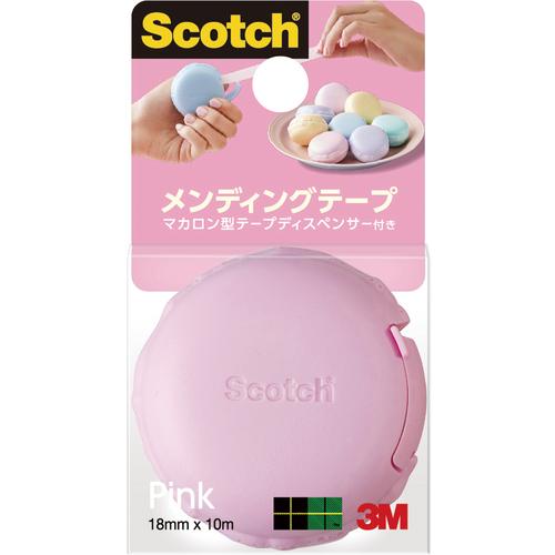3M スコッチ メンディングテープ マカロン型テープディスペンサー付き 810 ピンク MCR-PK ( 810 MCR-PK ) スリーエム ジャパン(株)オフィスマーケット販売本部