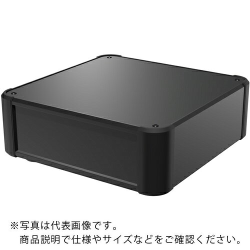 特長：前後のパネルが差込式でスッキリした外観のデスクトップケースです。滑り止め足はエラストマ製ゴム足タイプとアルマイト処理された高級感のあるアルミ足タイプから選択可能です。上下・前後がパネル材で、カスタマイズがし易い構造です。測定器、コントローラー、産業用組込みコンピュータ、電源装置、オーディオアンプなど、様々な用途にご利用頂ける万能ケースです。仕様：色：ブラック高さ(mm)：99縦(mm)：430横(mm)：300滑り止め足：アルミ足/カバー・下カバー取付ビス：プラス材質／仕上：アルミダイキャスト、アルミ押出材、アルミ板　●メーカー取寄商品について 本商品はメーカーからの取寄商品となります。 納期は、メーカー確認後、メールでご連絡させて頂きます。 在庫状況、生産状況によっては、かなり納期がかかる場合もございます。 　※お急ぎの場合は、ご注文前の納期確認も承りますので、　　お気軽にお問い合わせください。 　●代表画像について 商品によっては、代表画像を使用している場合がございます。 商品のカラー、サイズなどが異なる商品をイメージ画像として 使用させて頂いている場合がございます。 必ず、商品の品番と仕様をご確認のうえ、ご注文お願いいたいます。 　●北海道・沖縄・離島・一部地域の送料について 別途追加で送料がかかる場合がございます。 送料がかかる場合は、メールにて送料をご連絡させて頂き、 お客様にご了承頂いてからの手配となります。 　●お買上げ明細書の廃止について 当店では、個人情報保護と環境保護の観点から同封を廃止しております。 お買上げ明細書が必要な場合は、備考欄に「お買上げ明細必要」と 記載お願いいたします。 当店からの出荷の場合は、同封にて発送させて頂きます。 （※メーカー直送の場合は、PDFデータをメールさせて頂きます。）