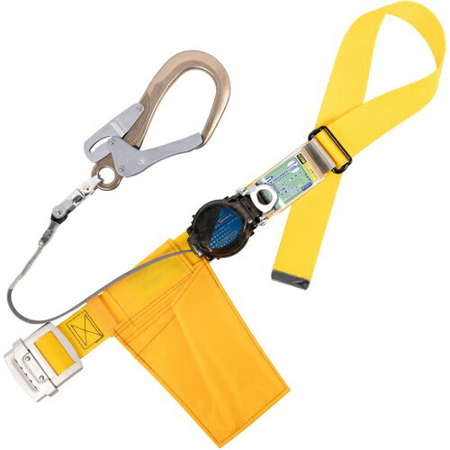 Rakuten - TSUYORON ( 藤井電工 ) 胴ベルト型墜落制止用器具(巻取タイプ)ロック機構付き 2WAYリトライト(上ケース黒) 黄 Lサイズ 幅50MM×長さ1400MM アルミ製フック ( TB-TRL-590ALSV-Y-BK-L-JAN-BP )