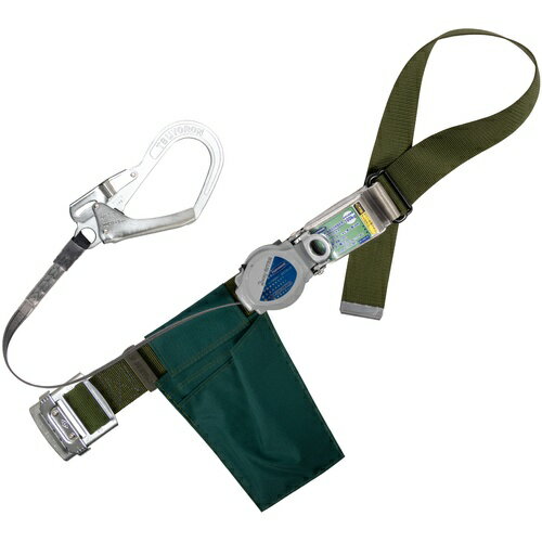 TSUYORON ( 藤井電工 )　胴ベルト型墜落制止用器具（巻取タイプ）ロック機構付き　2WAYリトラ　深緑　Lサイズ　幅50MM×長さ1400MM TB-TRN-599-OD-L-JAN-BP ( TBTRN599ODLJANBP ) 藤井電工（株）