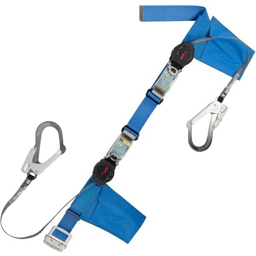TSUYORON ( 藤井電工 ) 胴ベルト型墜落制止用器具(巻取タイプ)ランヤード2丁掛け仕様 ロック機構付きワン・ハンドリトラ 青 LLサイズ 1600MM 130KG対応型 ( TBORL2593ORLTBL4LL(130KG)JANBX )