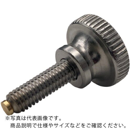 特長：小径ローレットノブの先端に真鍮パッドを付けた製品です。段付き形状、指で回しやすく工具レスで締め付けが可能です。端面に六角穴がある為、ネジの緩みが気になる方は増し締めも有効です。締め込んだ際、相手物に真鍮パッドが当たり固定することができます。また、真鍮素材なので相手物を傷つけることなく保持できます。先端パッドは真鍮素材もラインナップがございます。用途：工作機械、事務機器、OA機器、各種産業機械、治工具等の保持、固定に。仕様：外径(mm)：16ノブ高さ(mm)：10ねじ寸法：M5×0.8ねじ長さ(mm)：17タイプ：小径・段付きおねじローレット高さ（mm）：4六角穴対辺（mm）：2.5端面はヘアライン仕上げとなります。材質／仕上：本体・ねじ：SUS304相当パッド：C3604　●メーカー取寄商品について 本商品はメーカーからの取寄商品となります。 納期は、メーカー確認後、メールでご連絡させて頂きます。 在庫状況、生産状況によっては、かなり納期がかかる場合もございます。 　※お急ぎの場合は、ご注文前の納期確認も承りますので、　　お気軽にお問い合わせください。 　●代表画像について 商品によっては、代表画像を使用している場合がございます。 商品のカラー、サイズなどが異なる商品をイメージ画像として 使用させて頂いている場合がございます。 必ず、商品の品番と仕様をご確認のうえ、ご注文お願いいたいます。 　●北海道・沖縄・離島・一部地域の送料について 別途追加で送料がかかる場合がございます。 送料がかかる場合は、メールにて送料をご連絡させて頂き、 お客様にご了承頂いてからの手配となります。 　●お買上げ明細書の廃止について 当店では、個人情報保護と環境保護の観点から同封を廃止しております。 お買上げ明細書が必要な場合は、備考欄に「お買上げ明細必要」と 記載お願いいたします。 当店からの出荷の場合は、同封にて発送させて頂きます。 （※メーカー直送の場合は、PDFデータをメールさせて頂きます。）