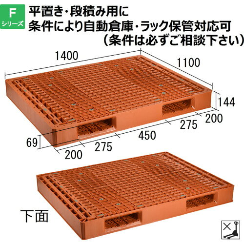NPC ( 日本プラパレット ) プラスチックパレットFS-1411-2 両面ニ方差し ブル- ( F...