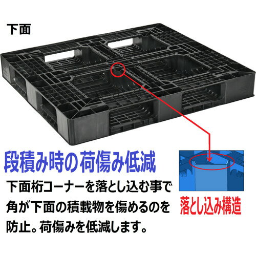 NPC ( 日本プラパレット ) プラスチックパレットSLB-1211RR 片面四方差し 黒 ( SLB...