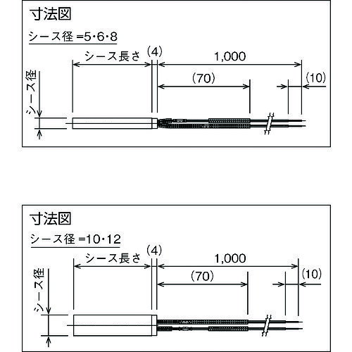 トキワONLINEのTRUSCO ( トラスコ中山 ) カートリッジヒーターφ12 150L 100V 500W ( CH1-12150 )｜アングル3