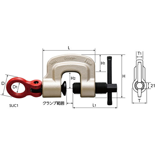 スーパー ( スーパーツール ) スクリューカムクランプ 自在型 基本使用荷重1.6t ( SUC1.6 )