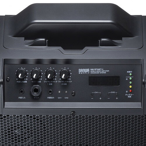 SANWA ( サンワサプライ ) ワイヤレスマイク スピーカーセット 拡声器 60W マイク2本・バッグ付属 AC/バッテリー駆動 音声+音楽同時出力対応 会議/学校/イベント ( MM-SPAMP14 ) tkonline-13040842 トキワONLINE サンプル画像3
