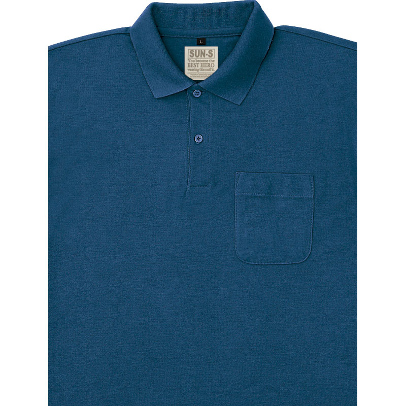 乐天商城 - サンエス 長袖ポロシャツ ネイビー/3Lサイズ ( SA10041 3ネイビー 3L )