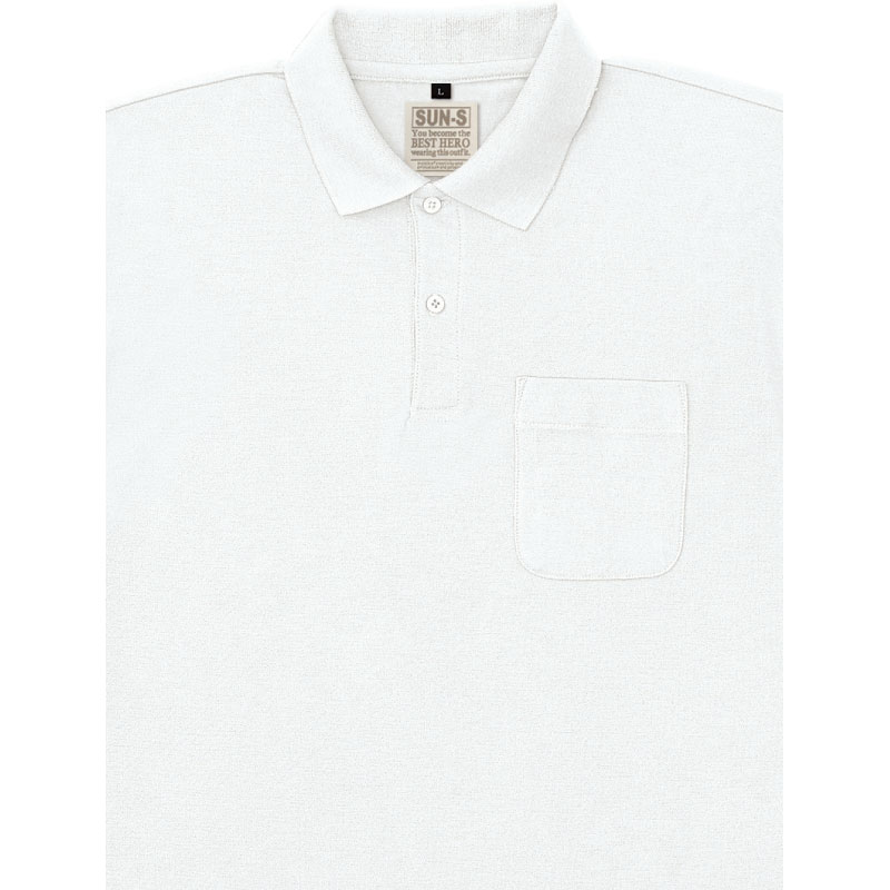 乐天商城 - サンエス 長袖ポロシャツ ホワイト/Mサイズ ( SA10041 11ホワイト M )