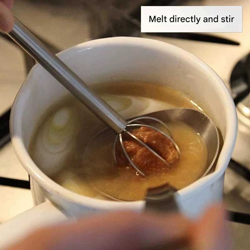 【2個セット】味噌マドラー ステンレス製 304 二重ヘッド 味噌こし棒 ダブルエンド 味噌かくはん棒 銀色 20cm キッチン調理ツール 味噌溶き棒 スープ調理