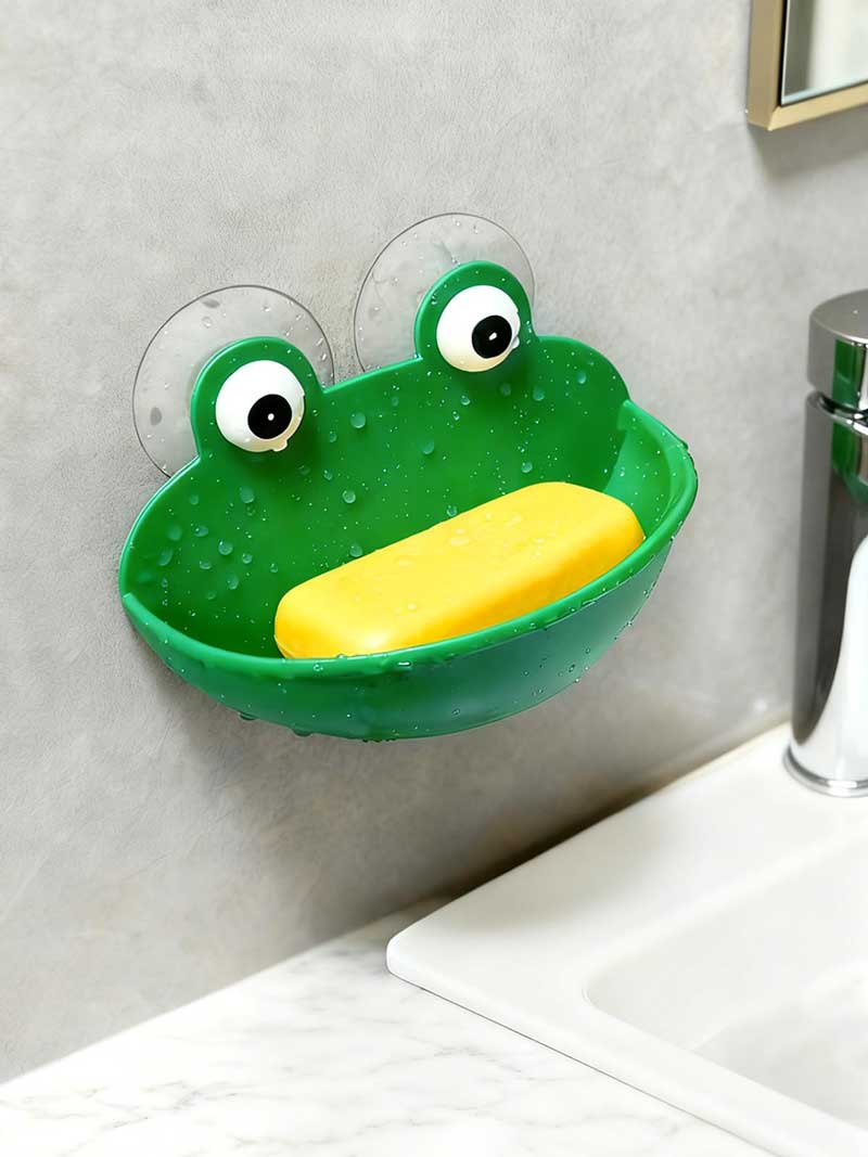 【2個セット】石鹸置き 吸盤 カエル型 可愛い ソープディッシュホルダー せっけんおき 石鹸ホルダー 排水口付き 洗面所 浴室 石けん皿 小物収納 多目的
