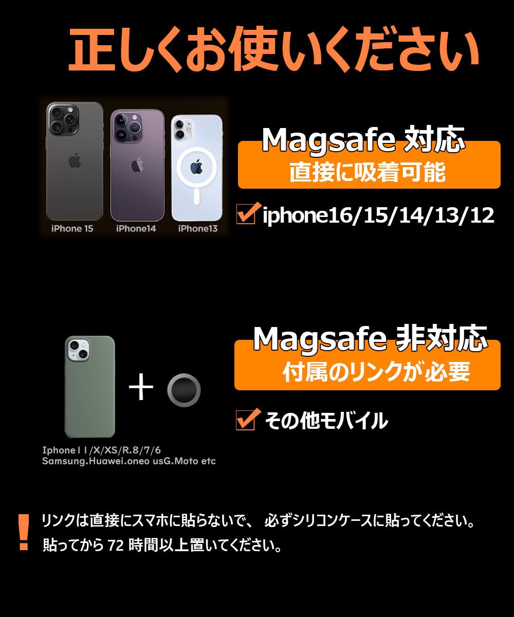 【カラー選べる2個セット】マグネット スマホホルダー コンパクト 車載/キッチン/冷蔵庫/職場 いろんな場所で活用 真空吸着 磁気 スマホ固定 磁石 強力 片手 粘着 落下防止 便利グッズ プレート付く