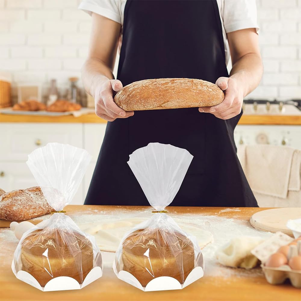 【50セット 】シフォンケーキ袋 パン袋 ケーキトレー付き カラータイ付属 自宅用 ...