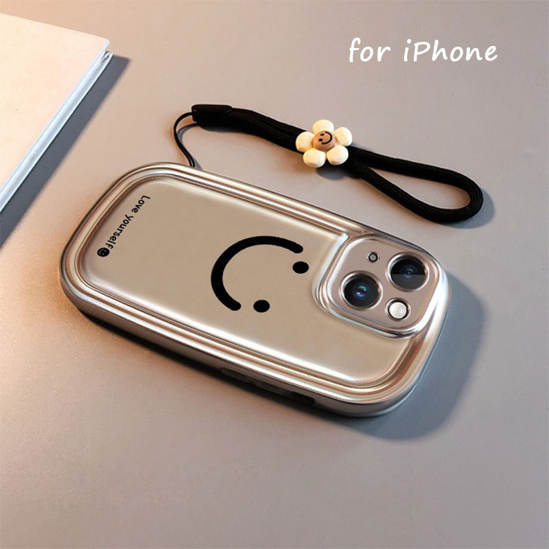 Rakuten - iphone17promax ケース ストラップ付き iphone17proケース スマイル 17ケース iphone16ケース 16pro 16promax 15ケース 15pro 15promax 14 14pro 14promax 13 13pro 12promax 11 耐衝撃 落下保護 大人女子 女子 可愛い オシャレ 高級感 カメラレンズ保護 スタンド 春 夏