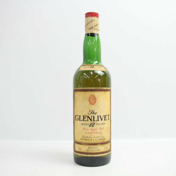ザ グレンリベット 12年 ピュア シングルモルト 旧 赤アザミ 750ml 43% ※液面低下・ラベル汚れ レアボトル 【中古】
