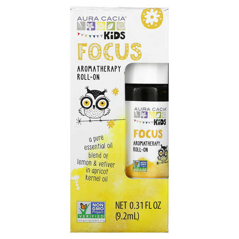 Aura Cacia　キッズ、アロマロールオン、フォーカス、9.2ml（0.31液量オンス）