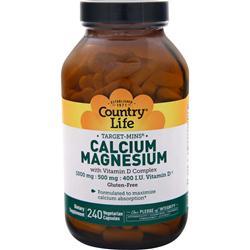 ■ご使用の目安　Adults take four (4) capsules daily. For best utilization take with food.■英語商品名　Target-Mins - Calcium-Magnesium with Vitamin D 240 vcaps■メーカー名　COUNTRY LIFE社■内容量　240ベジカプセル■成分内容（4カプセル中)ビタミンD 400IU　カルシウム 1000mg　リン 500mg　マグネシウム 500mg　 1) 広告文責　池田昭広　050-3593-7343 2) メーカー名　COUNTRY LIFE 3) 原産国　アメリカ合衆国 4) 商品区分　健康食品　　