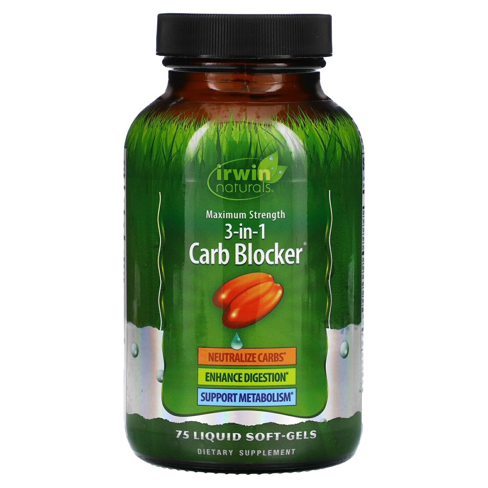 Irwin Naturals 3-In-1 カーボ ブロッカー(Carb Blocker) 最強カーブ ブロッカー 液体ソフトジェル 75粒