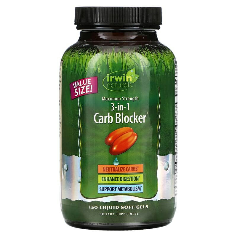 Irwin Naturals 3-In-1 カーボ ブロッカー (Carb Blocker) 最強 カーブ ブロッカー サプリメント 液体ソフトジェル 150粒