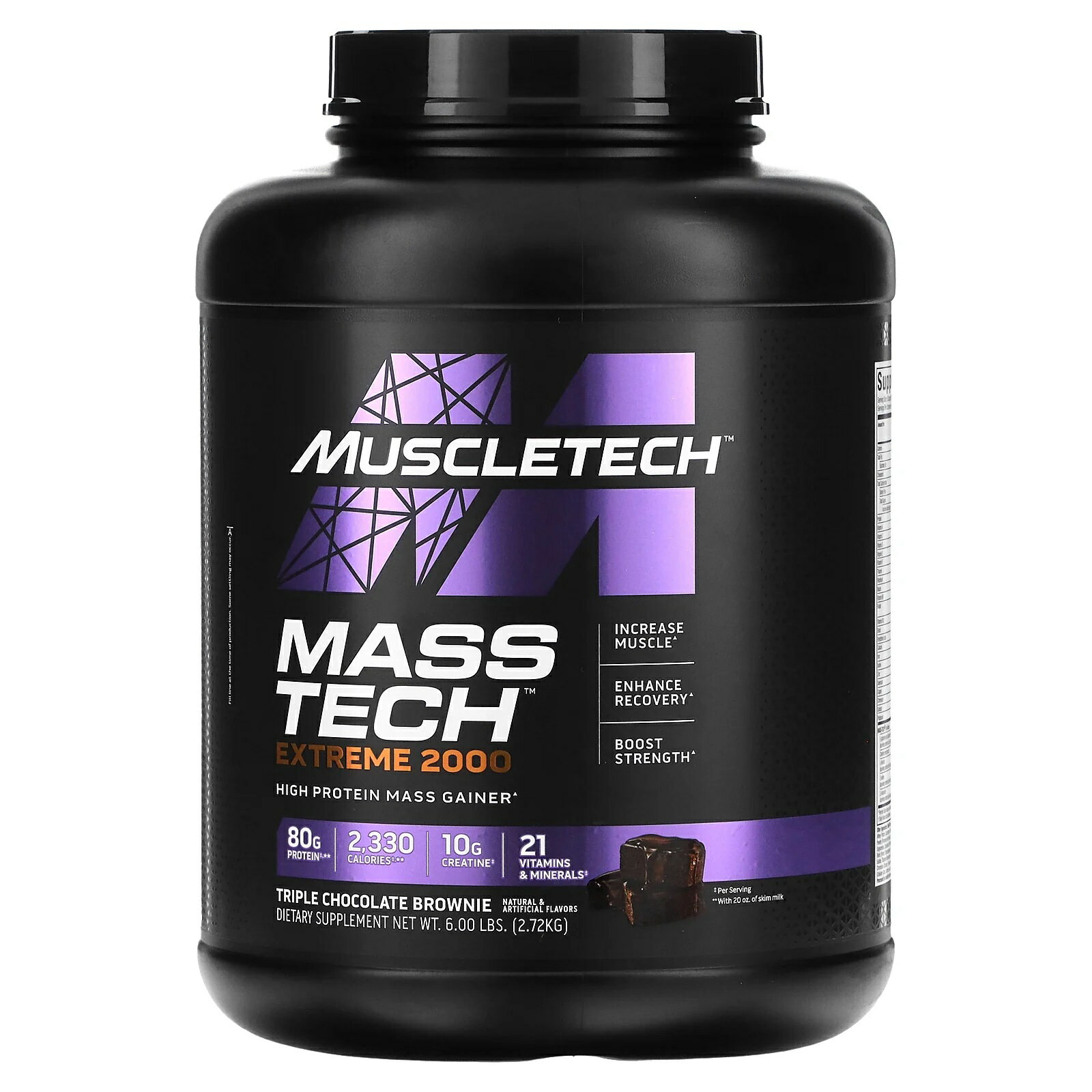 MuscleTech, MASS-TECH（マステック）エクストリーム2000 トリプルチョコレートブラウニー 2.72kg（6ポンド）