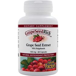 ●ご使用の目安　1 capsule, 1-2 times per day or as directed by a health professional.●英語商品名　GrapeSeedRich - Grape Seed Extract (100mg) 60 caps●メーカー名　NATURAL FACTORS社●内容量　60カプセル●商品総重量　48.2g●成分内容（1カプセル中)GrapeSeedRich Grape Seed powdered extract 100:1 100 mg †　Polyphenols (95%) 95 mg †　Other Ingredients: Gelatin capsule (gelatin、purified water)、rice powder、magnesium stearate (vegetable grade).　Sealed for your protection. Do not use if seal is broken. For freshness、store in a cool、dry place.　 1) 広告文責　池田昭広　050-3593-7343 2) メーカー名　NATURAL FACTORS 3) 原産国　アメリカ合衆国 4) 商品区分　健康食品　　