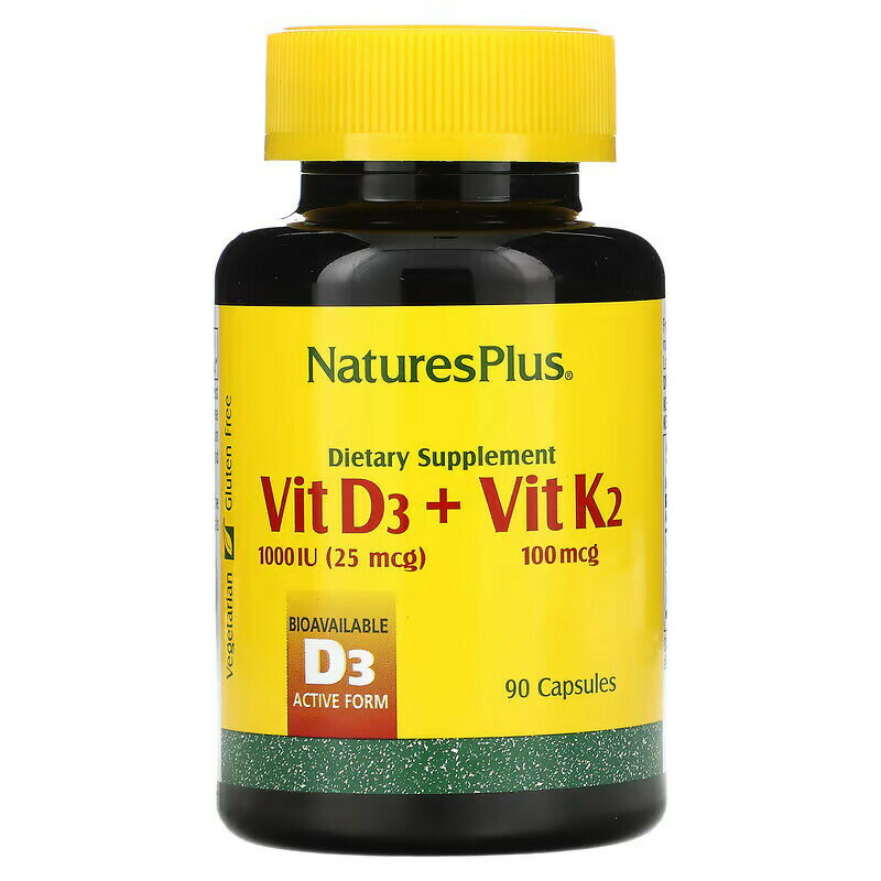 NaturesPlus　ビタミンD3＋ビタミンK2、90粒