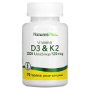 NaturesPlus　Vitamins D3 & K2, 90 Tablets