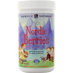 ■ご使用の目安　For children 2 years and over, 4 berries daily, with food, or as directed by your health care professional. Please ensure child chews each gummy thoroughly.■英語商品名　Nordic Berries 200 gummy■メーカー名　NORDIC NATURALS社■内容量　200グミ■商品総重量　708.8g■成分内容（4グミ中)Calories 35　Calories from Fat 0　Total Fat 0g　Saturated Fat 0g　Trans Fat 0g　Cholesterol 0mg　Total Carbohydrate 9g 3　Dietary Fiber 0g　Sugars 6g　Vitamin A (as beta carotene) 2500 I.U 50　Vitamin C (as ascorbic acid) 40mg 67　Calcium (as calcium citrate) 20mg 2　Vitamin D3 (as cholecalciferol) 400IU 100　Vitamin E (as d-alpha tocopheryl acetate) 10IU 35　Thiamin (as thiamin mononitrate)(vitamin B1) 0.7mg 50　Riboflavin (vitamin B2) 0.85mg 50　Vitamin B6 (as pyridoxine HCI) 1mg 50　Vitamin B12 (as cyanocobalamin) 3mcg 50　Folic Acid 0.1mg 25　Biotin 0.15mg 50　Pantothenic Acid (as d-calcium pantothenate) 2.5mg 25　Iodine (as potassium iodide) 35mcg 25　Magnesium (as magnesium citrate) 5mg 0　Zinc (as zinc citrate) 8mg 50　Choline (as choline bitartrate) 10mcg　Inositol 10mcg　Other ingredients: organic tapioca syrup, evaporated cane syrup, pectin, citric acid, rice syrup solids, natural flavor, sodium citrate. Sugar coating: organic sucrose crystals, fumaric acids.　Keep out of reach of children.　 1) 広告文責　池田昭広　050-3593-7343 2) メーカー名　NORDIC NATURALS 3) 原産国　アメリカ合衆国 4) 商品区分　健康食品　　　