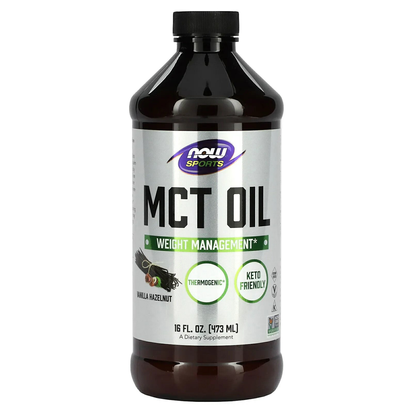 NOW　MCTオイル（中鎖トリグリセリドオイル） バニラヘーゼルナッツ　473ml（16液量オンス）