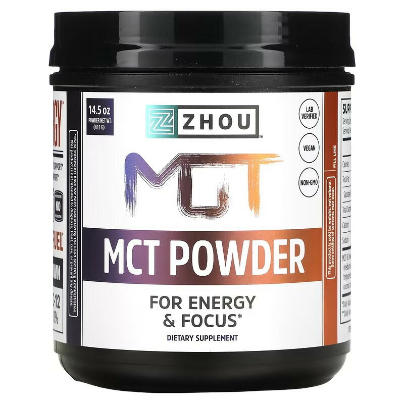 Zhou Nutrition　プレバイオティック繊維入りMCTパウダー、14.5 oz (411 g)